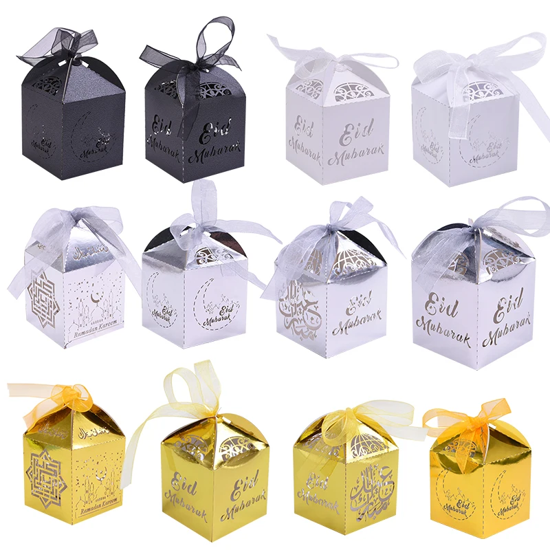 Ramadan Decoration EID Mubarak Gift Box Islamic Muslim Festival Party Favors Supplies Ramadan Kareem Biscuit Cookie Candy Box