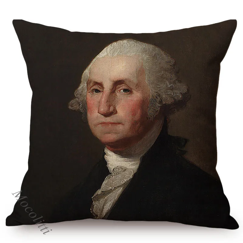 Famous Character George Washington James Madison Portrait Art Home Decoration Sofa Throw Pillow Case Cotton Linen Cushion Cover