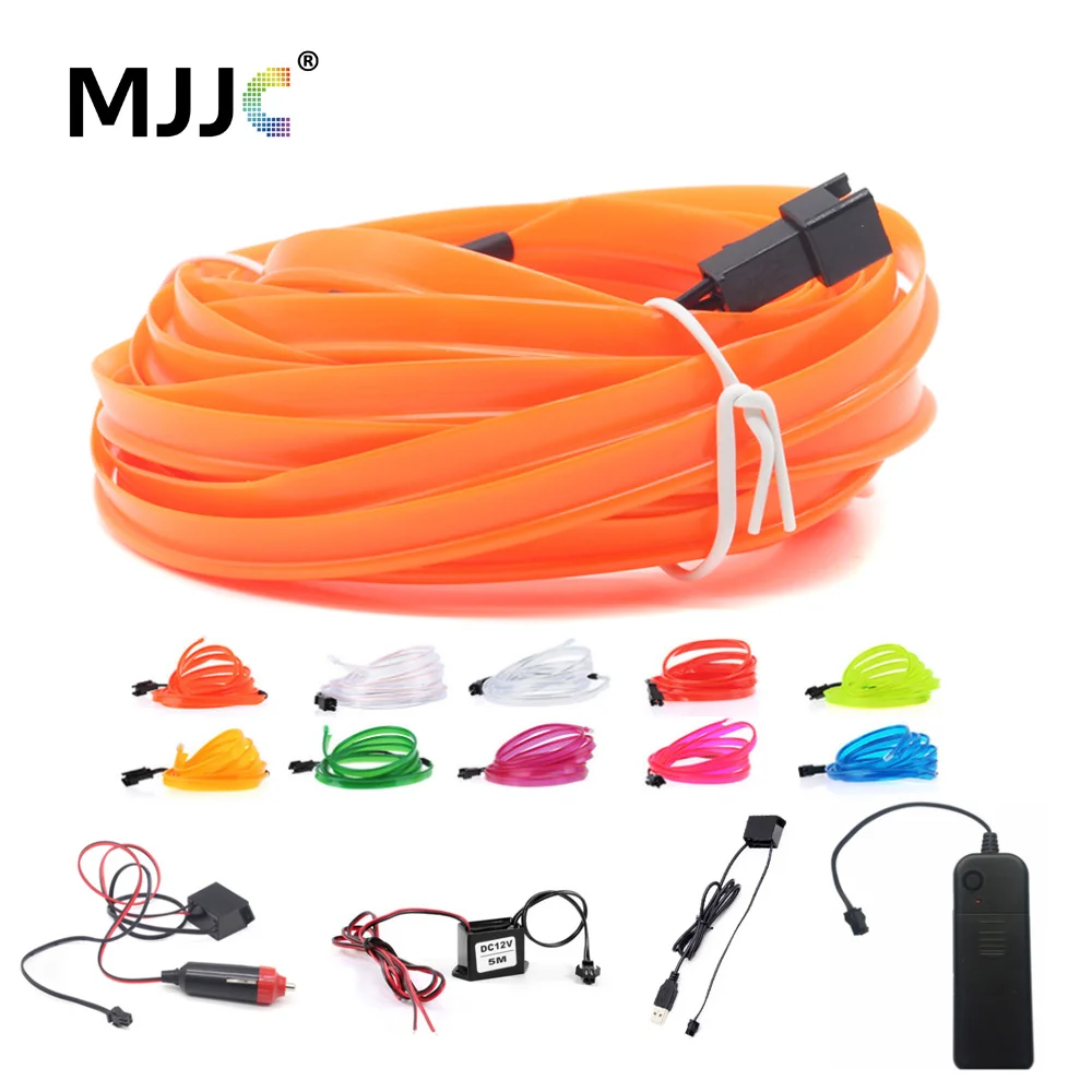 El fio de luz 1m 2m 3m 5m led luz néon 3v 5v 12v el corda tubo tira led com inversor para carro dança festa bicicleta decoração iluminação