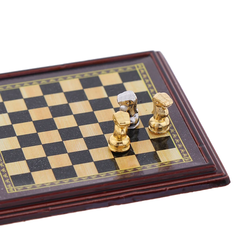 Mini 1/12 Skala Dollhouse Miniatur Internationalen Schach Set Pretend Spielen Puppe Haus Möbel Hause Dekoration Zubehör Spielzeug