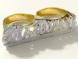 DOREMI 3 Fingers Name Ring For Men Women Custom Numbers Ring Personalized Jewelry Gold 3D Ring Couple Mother Gift