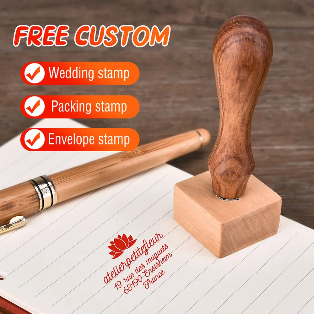 Custom Wooden Seal Stamp Large Handmade Wood Letter Stamp Logo For Invite Stationery Craft Wedding Stamps Party Decoration