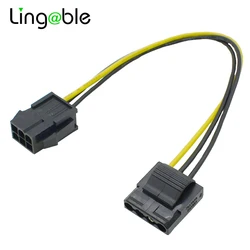 Lingable Molex 4P to 6P Power Cable single D Female to 6P Male Graphics Card Power Supply Adapter Miner Cables Converter 20CM