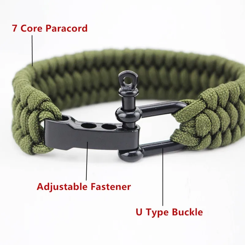 23CM EDC Camping Hiking Emergency Tactical Survival Braided Rescue Umbrella Rope Outdoor Bracelets Parachute Cord Paracord