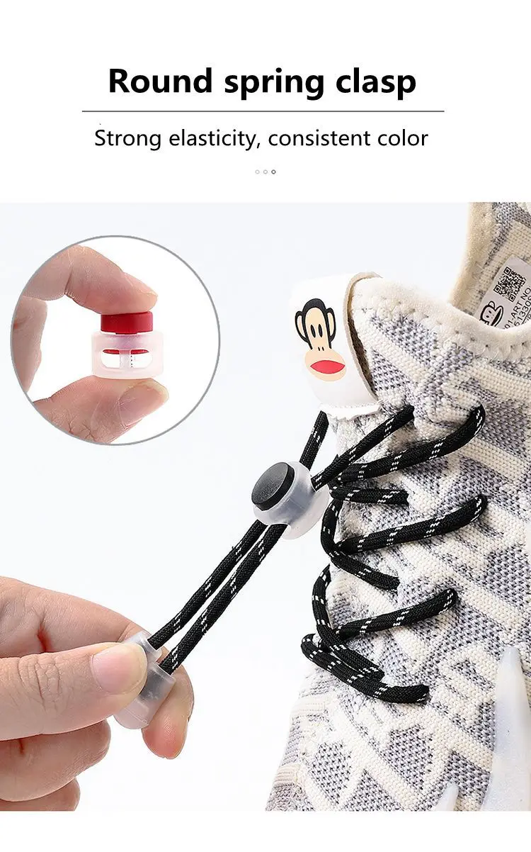 Elastische, runde Schnürsenkel mit Verschluss für Kindersneaker, Schnürsenkel ohne Binden, Schnürsenkel für Kinder und Erwachsene, Schuhbänder. – Detail 8