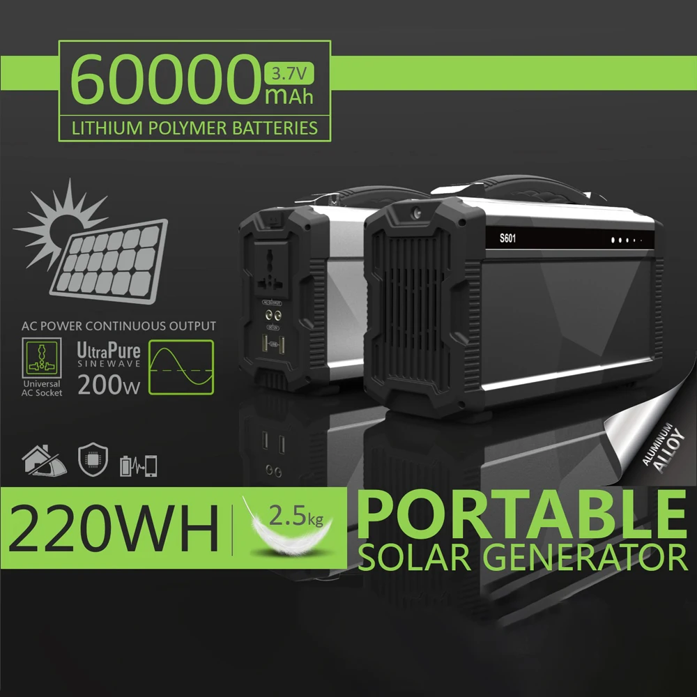 

Best Pure sine wave Power Bank For CPAP Emergency Camping Outdoors 222Wh 200W Power Generation With 110V 220V AC Outlet