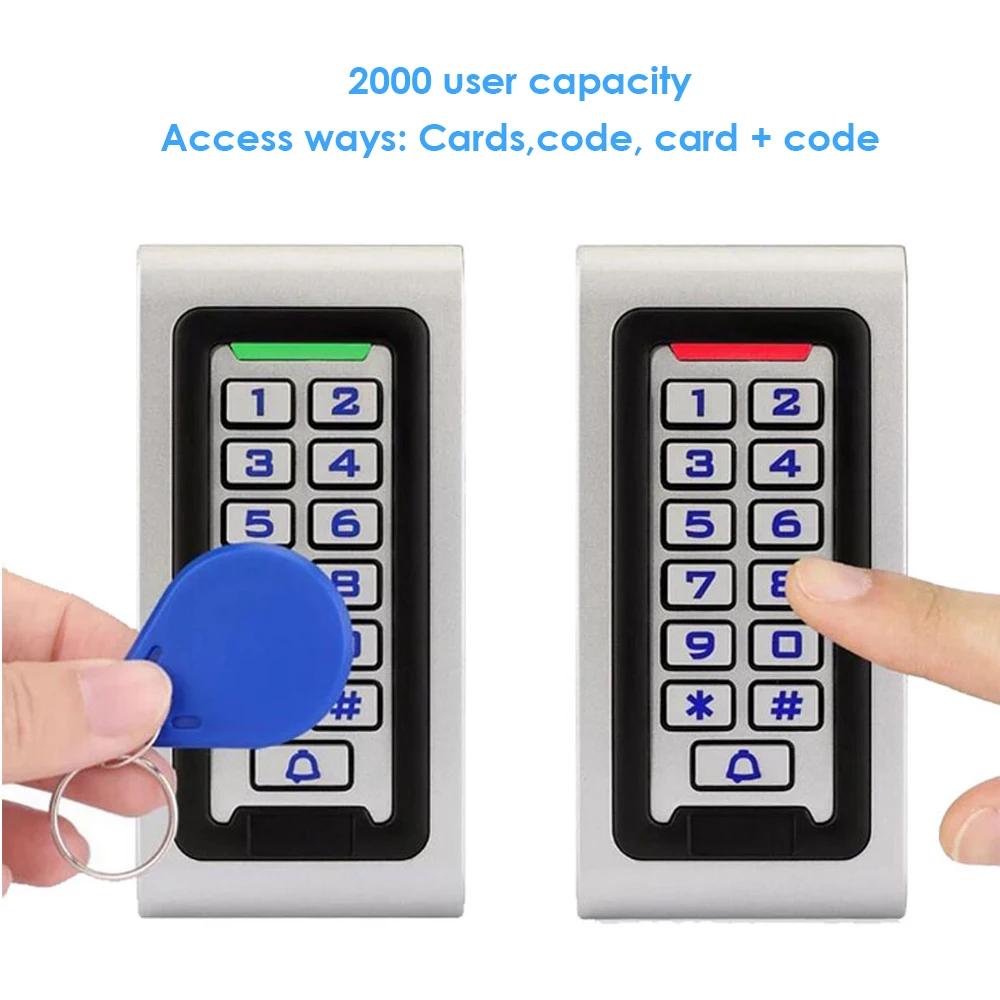 2000 Users Metal Backlight Keypad RFID125KHz Standalone Door Access Controller with Wiegand 26 Output can be used as Reader