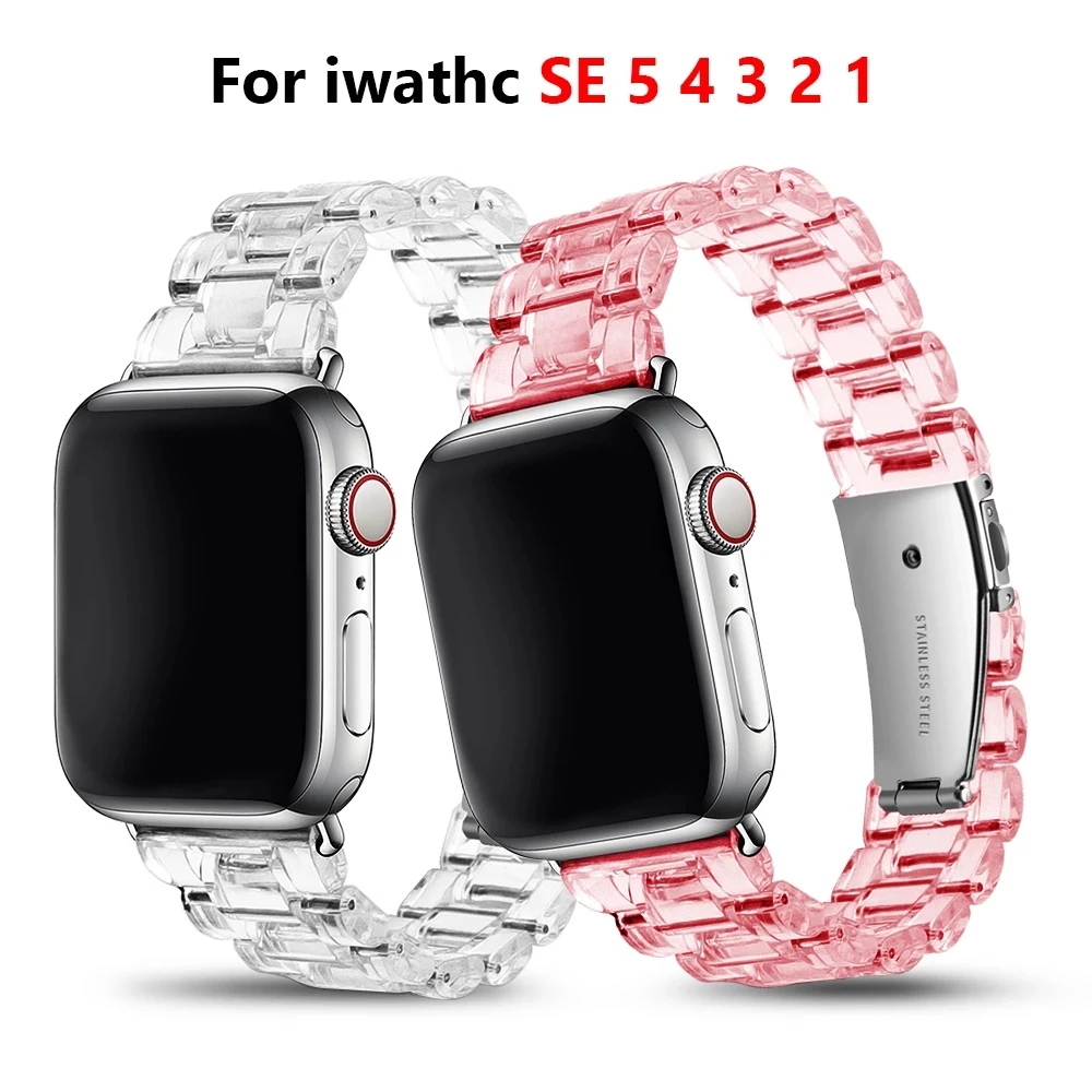 

Ремешок прозрачный для Apple Watch Series 6 SE 5 4 3 2 1, резиновый браслет для iwatch 38 мм 40 мм 42 мм 44 мм