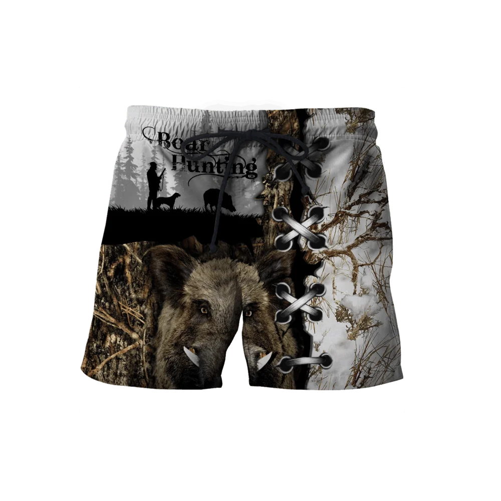Duck and Boar Hunting 3D All Over Printed Mens Shorts Unisex Streetwear Summer Beach Loose Shorts Casual Pants Polyester SDM19