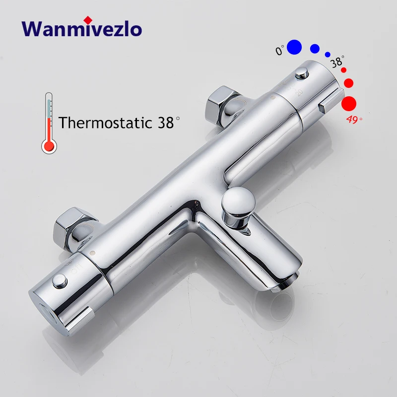 Thermostatic Shower Faucet Bathroom Chrome MixerTap Thermostat Wall Mounted Bathtub Thermostatic Shower Brass Thermostatic Mixer