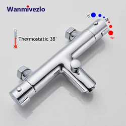 Thermostatische Douchekraan Badkamer Chroom Mixertap Thermostaat Wandgemonteerde Badkuip Thermostatische Douche Messing Thermostatische Mixer