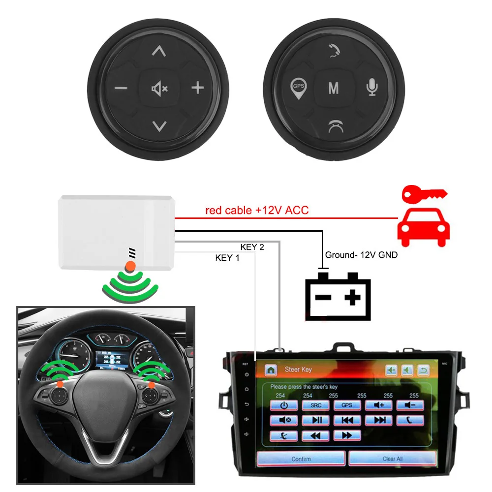 Universal Music GPS Navigation Radio Remote Control Buttons Wireless Car Steering Wheel Controller 10 keys Car Accessories