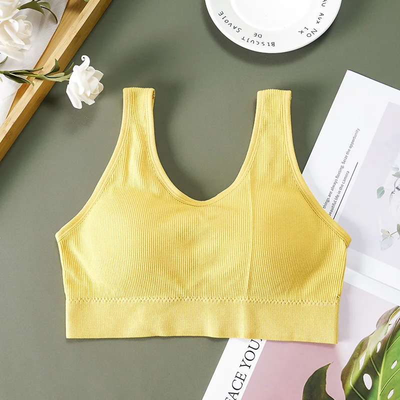 Neue Frauen Baumwolle Unterwäsche Rohr Tops Sexy Einfarbig Top Mode Sport Komfort Tank Up Weibliche Randlose Bh Sexy Dessous