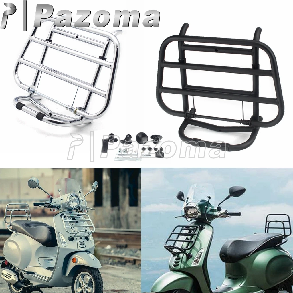 

Chrome/Black Motorcycle Front Mount Shelf Bracket Luggage Rack for Sprint 150 2017 Primavera 150 Sprint Primavera 150 2015-2019