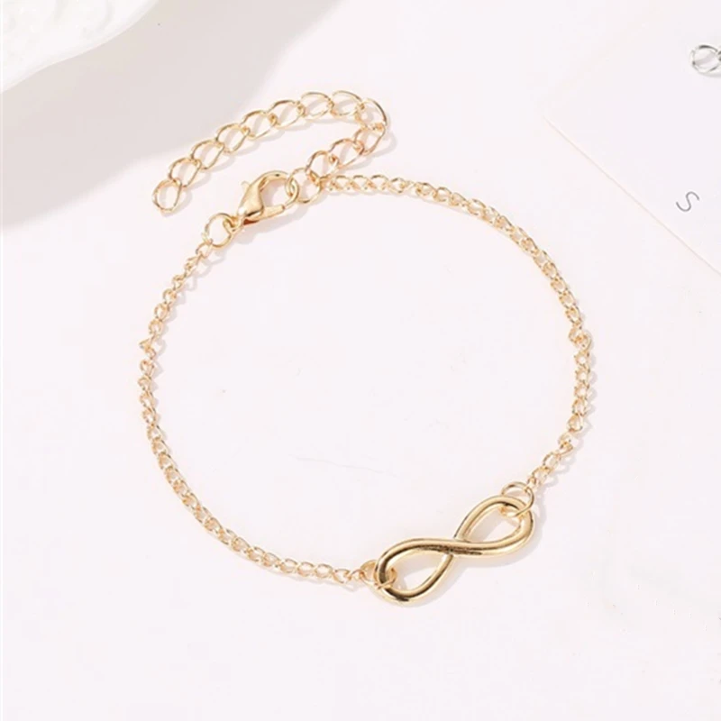 L040 Hot Minimalist Punk Vintage Bijoux Fashion Charm Infinity 8 Bracelets For Women Gift Men Chain Tiny Bangles Cheap Jewelry