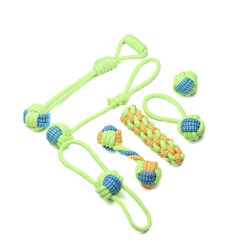 Dog chewing cotton rope training toy knot interactive dog toy outdoor teeth cleaning bulldog dog pug toy