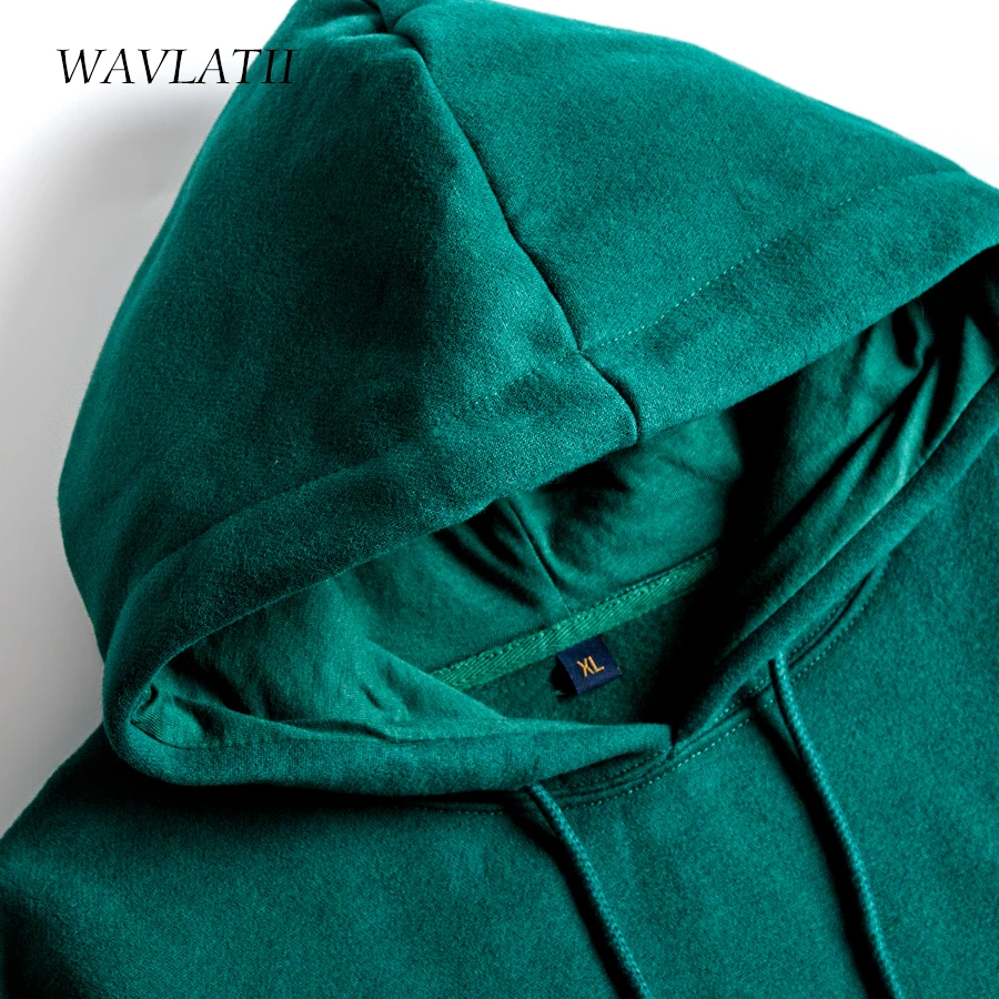 WAVLATII Women 2021 New Fleece Hoodies Female Dark Green Casual Warm Hooded Sweatshirts Lady Thick Red Tops WH2104