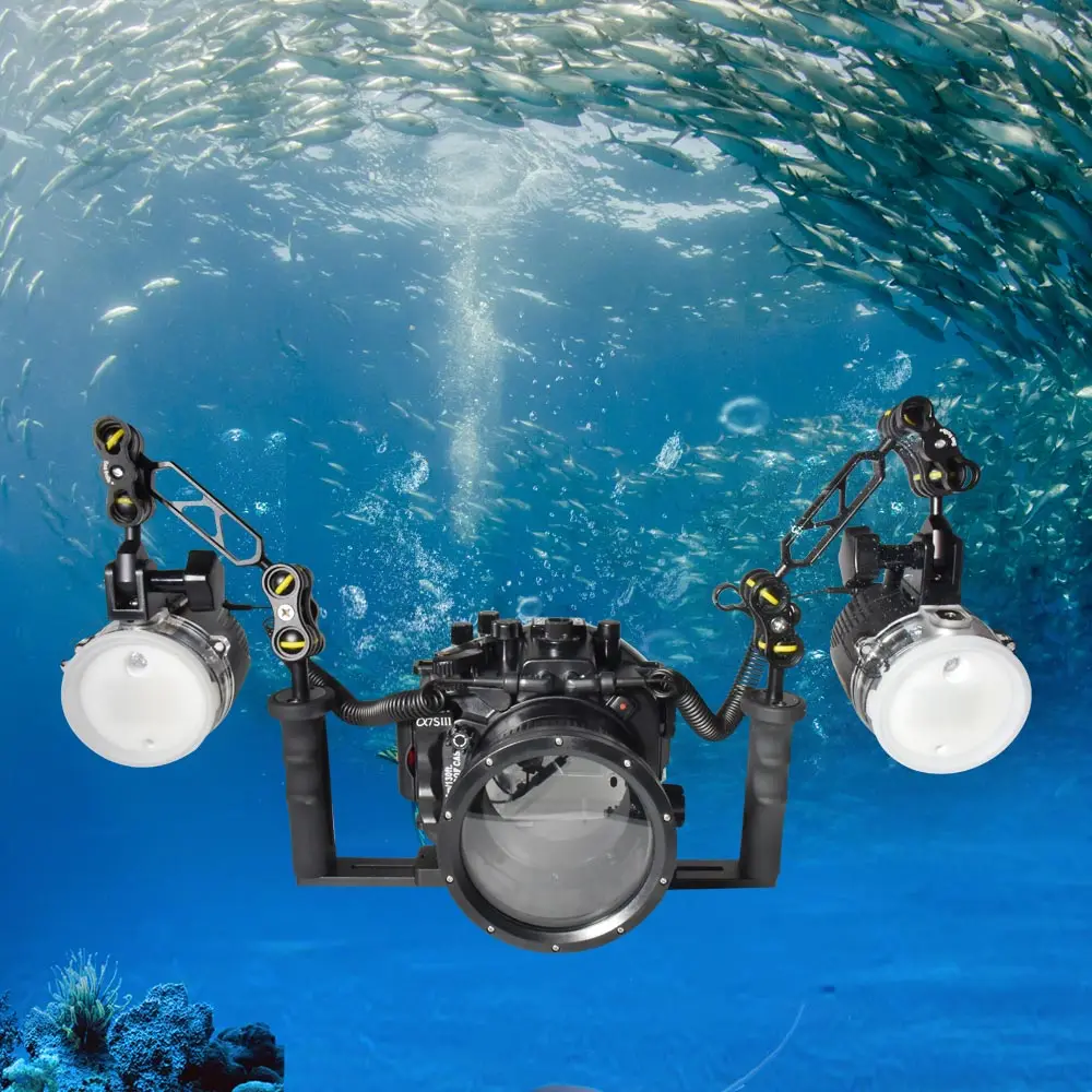 Seafrogs Underwater Camera Diving Housing Aluminum Alloy Tray Flash Strobe Dome Port For Sony A7SIII Diving Equipment