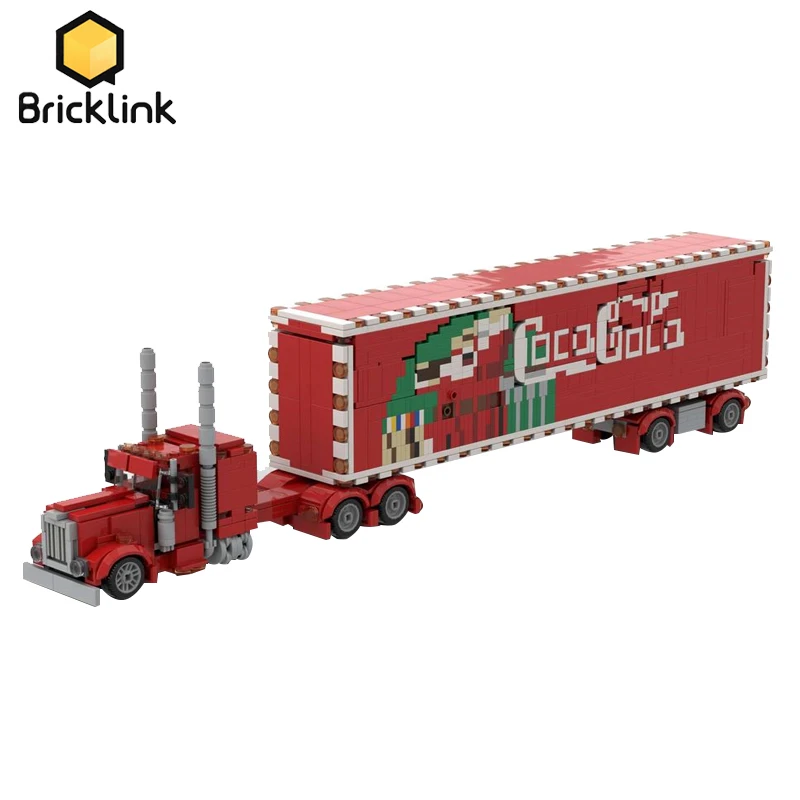 Bricklink Idea Technical Car Coca-Cokeing Christmas Truck City Vehicle Building Blocks Toys For Chilsren Christmas New Year Gift