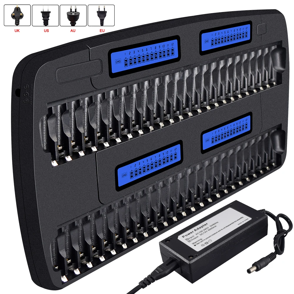 PALO 48 slots Fast Smart  Intelligent charger AA AAA battery charger for 1.2V AA AAA NiMH NiCD rechargeable battery