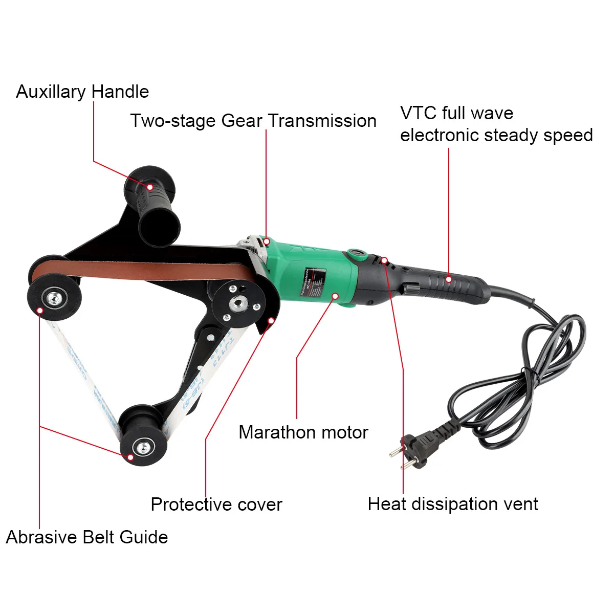 860W M10 Pipe Sander Attachment Adapter Converting Polishing Bearing Bracket Pipe Handheld 6 Speed Grinding Tool Angle Grinder