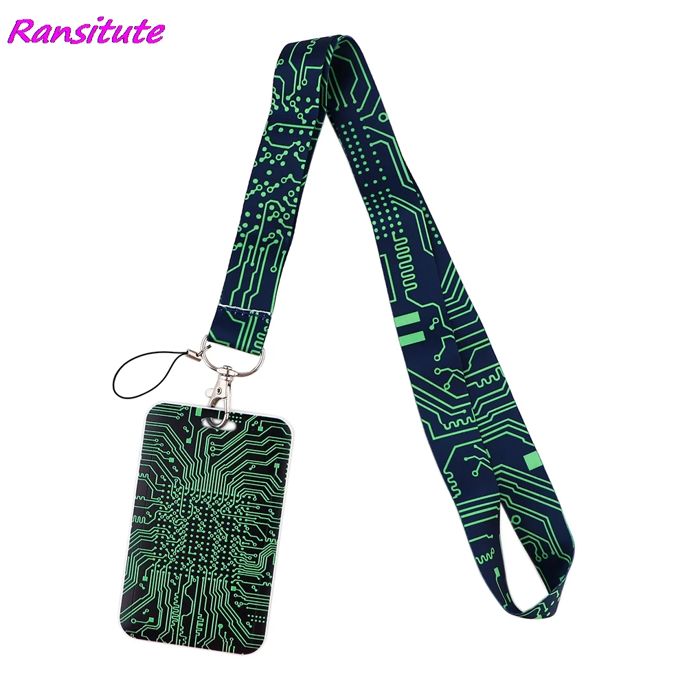 Ransitute R1799 Green Motherboard Lanyard Card Holder Car KeyChain ID Card Pass Gym Mobile Phone Badge Key Ring Holder Jewelry