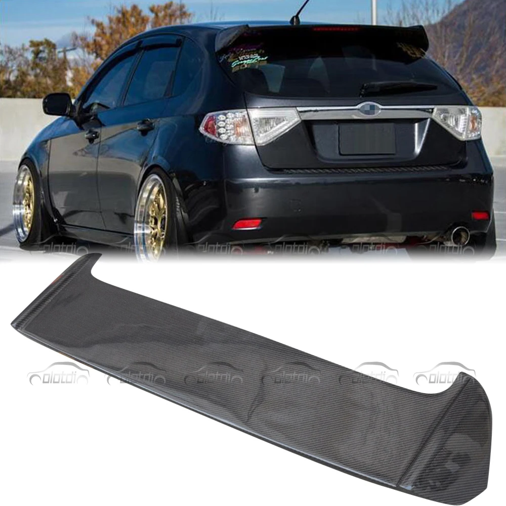 ألياف الكربون العلوي سقف المفسد الخلفي الجذع الجناح الشفاه لسوبارو امبريزا 2001-2009 ث/مصباح ليد #1