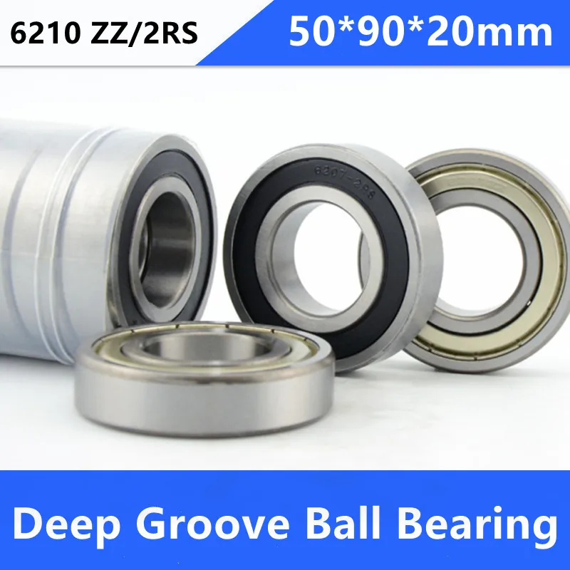 2pcs/lot 6210ZZ 6210-2RS shielded deep groove ball bearing 50*90*20 mm 6210 -2Z 6210RS bearings 50x90x20