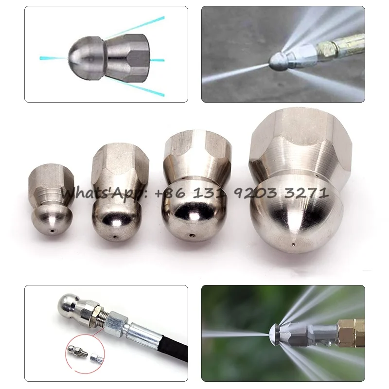 

SS304 Sewer Jetting Nozzle 1/8" 1/4" 3/8" 1/2" Drain Hose Pipe Cleaning Jetter Spray Nozzles for High Pressure Washer