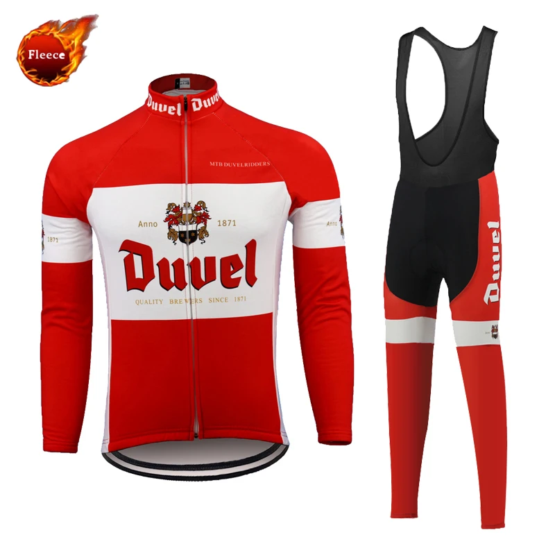 

DUVEL Cycling Jersey Men Long Sleeve Set Bike Wear Winter Fleece And Spring Autumn Thin Bicycle Clothing MTB Ropa Ciclismo Beer