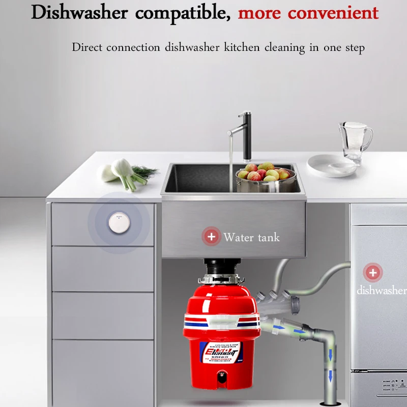 كسارة E50 التلقائي بالكامل الغذاء النفايات موتور تيار مباشر المعالج المنزلية عالية التكلفة الأداء كسارة المطبخ بالوعة المطبخ النفايات Cru