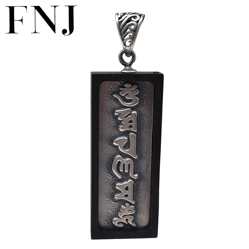 FNJ 925 Silver Pendant for Jewelry Women Original Pure S925 Sterling Silver Pendants Lucky cuboid Rosewood Buddha