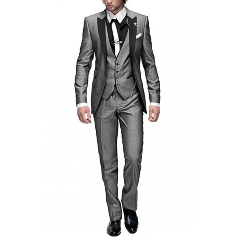 New Italian Tailcoat Design Men Suits For Wedding Prom (Jacket+Pants+Vest) Elgant Terno Men Suit Set Groomsmen Groom Tuxedos