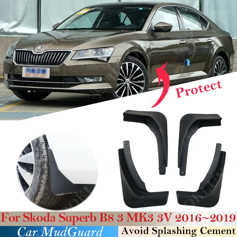 4Pcs Mudflaps For Skoda Superb B8 3 MK3 3V 2016- 2019 Mudguards Fender Mud Flap Guard Splash Mudguard Car Accessories Front Rear