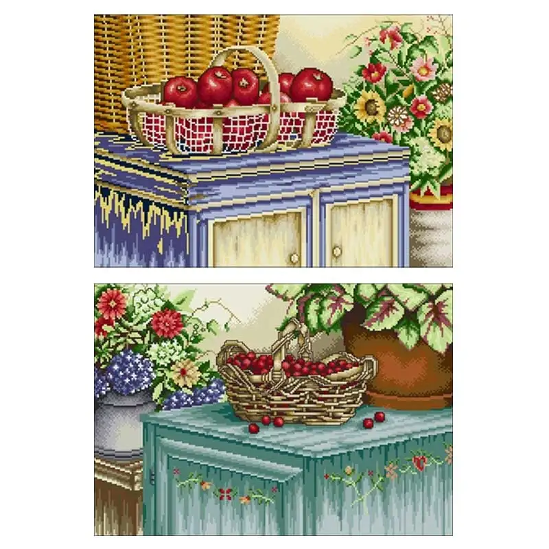 

Fruits on the cupboard patterns Counted Cross Stitch 11CT 14CT 18CT DIY Chinese Cross Stitch Kits Embroidery Needlework Set