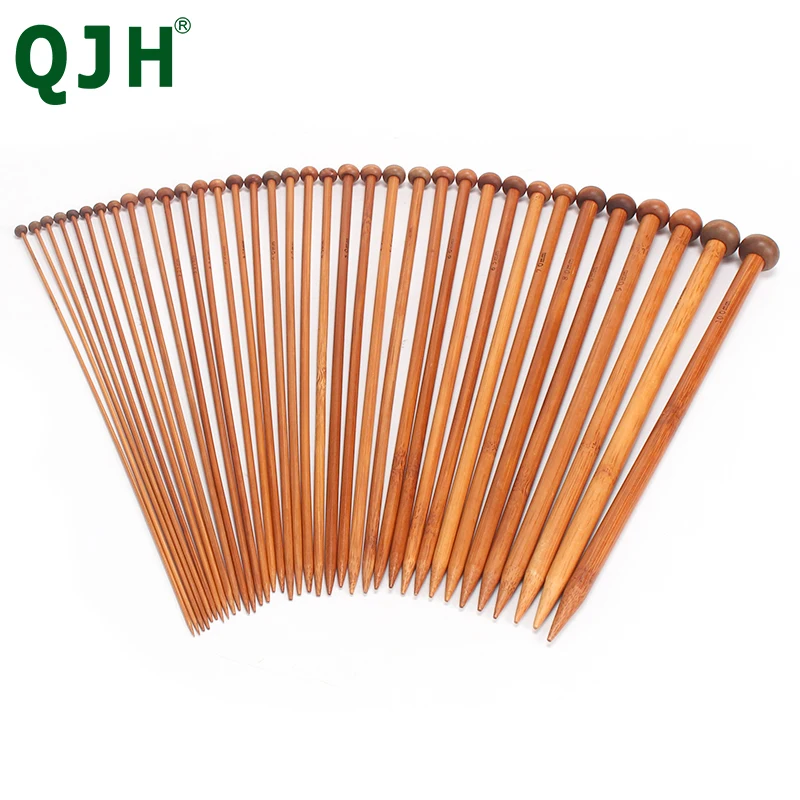 

QJH Brand Carbonize Bamboo Needle Weave Sweater Knitting Tools 36pcs 18 Size Knitting Needles For Crochet Hook Single Pointed