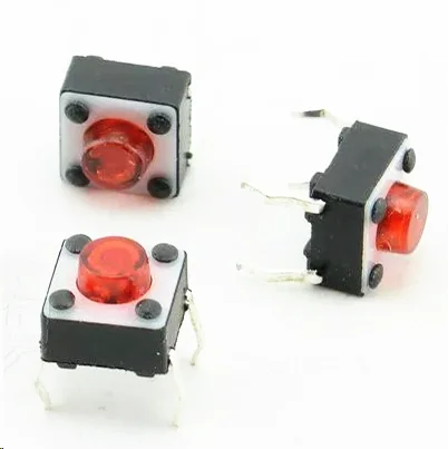 YYT 100PCS 6*6*5 red straight plug light touch switch button red head 6X6X5 red pin induction cooker switch