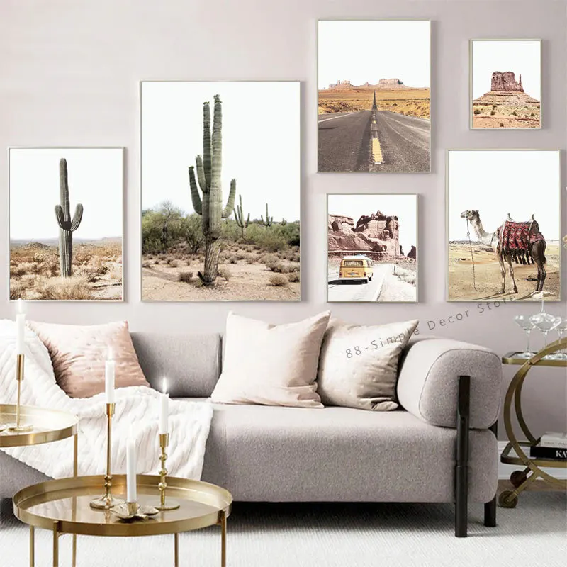 Southwestern Landscape Travel Poster Prints Boho Arizona Desert Print Bohemian Cactus Canvas Painting Home Decoration Picture