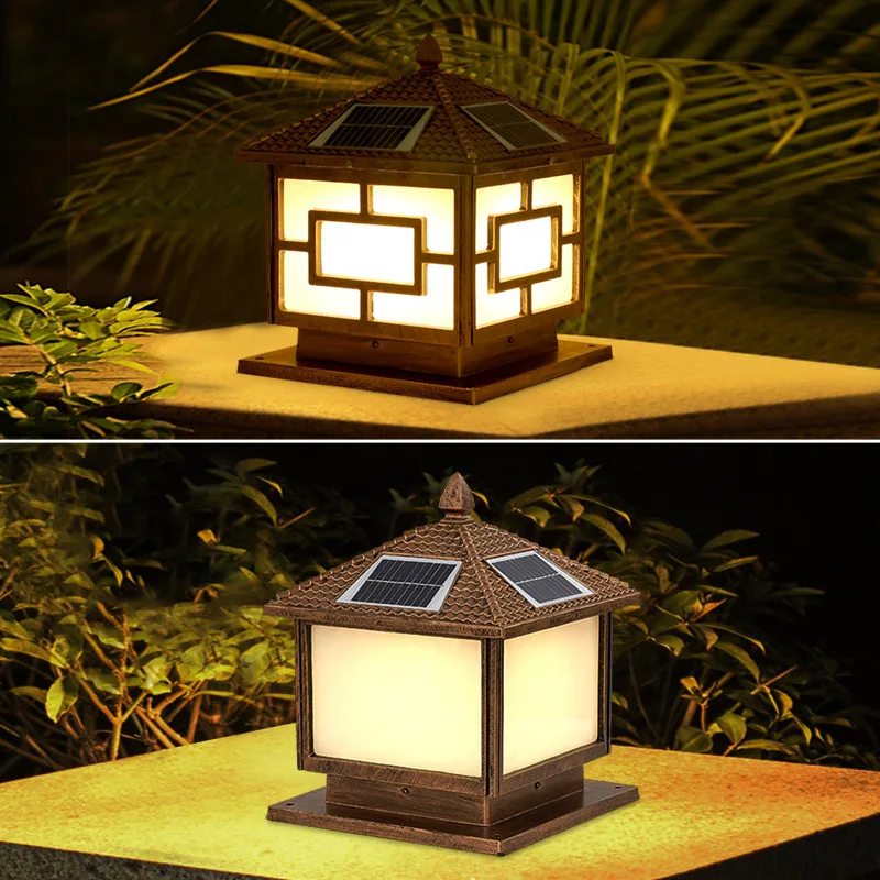 Imagem -02 - Lâmpada de Energia Solar para Cerca 20cm 30cm 40cm Poste de Iluminação à Prova Dágua Jardim ao ar Livre Quintal Pilar Lâmpada Led Decorar Jardim Luz Solar