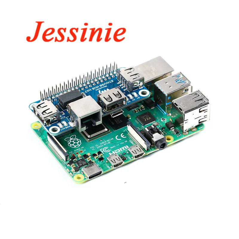 Raspberry Pi 4 B/3B+/3B/Zero W USB to Ethernet RJ45 Network Port USB HUB HAT Splitter 5v Expansion Development Board