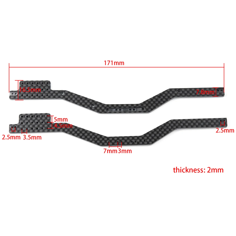 AXSPEED Carbon Fiber Chassis Frame Rails for Axial SCX24 All Series 1/24 RC Crawler Car Parts