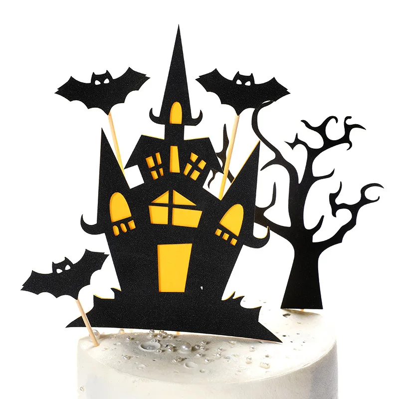 Halloween Cake Toppers FAI DA TE Del Bigné Topper Castello Fantasma della Strega Vampiro Torta di Zucca Bandiere Bambini Festa Nuziale di Compleanno