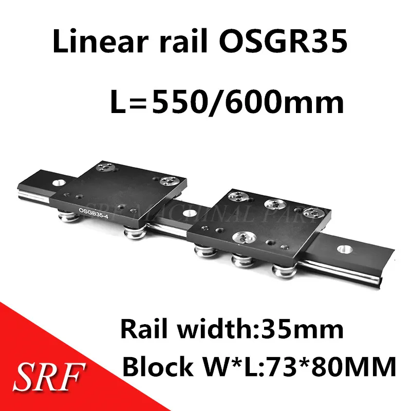 

35mm width Black extraposition Dual Axis Linear Roller Rail OSGR35 Aluminum Guide Rail L=550/600mm OSGB35 linear slide block