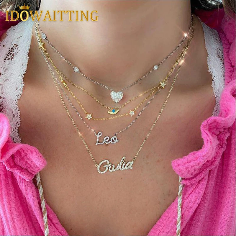 2025 New Gold Color Vermeil 925 Sterling Silver Micro Pave CZ Star Choker Necklace Cute Charming Delicate Dainty Jewelry Women