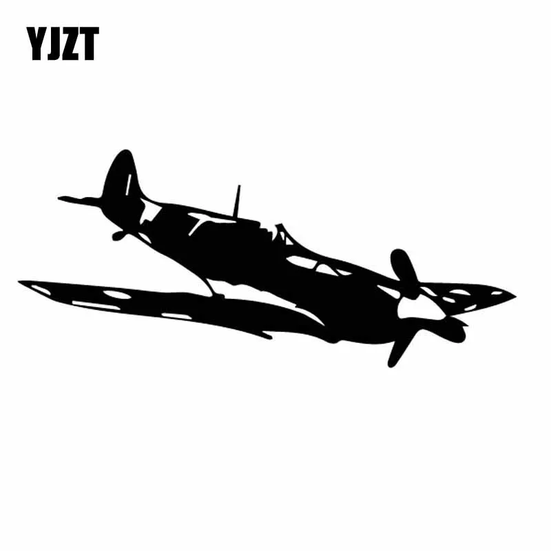 YJZT 15.3CM*6.8CM Beautiful Aircraft Positive Fighter War Cool Vinyl Decal High Quality Car Sticker Black/Silver C27-1163