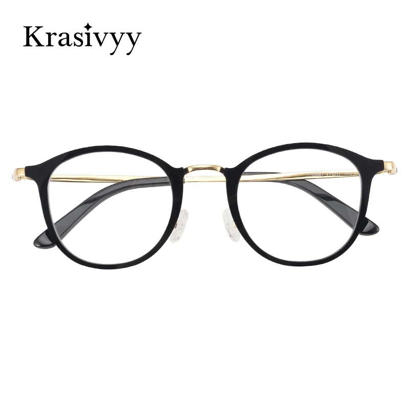 Krasivyy Pure Titanium Glasses Frame Women Brand Designer Optical Prescription Eyeglasses Men Korean Vintage Myopia Eyewear