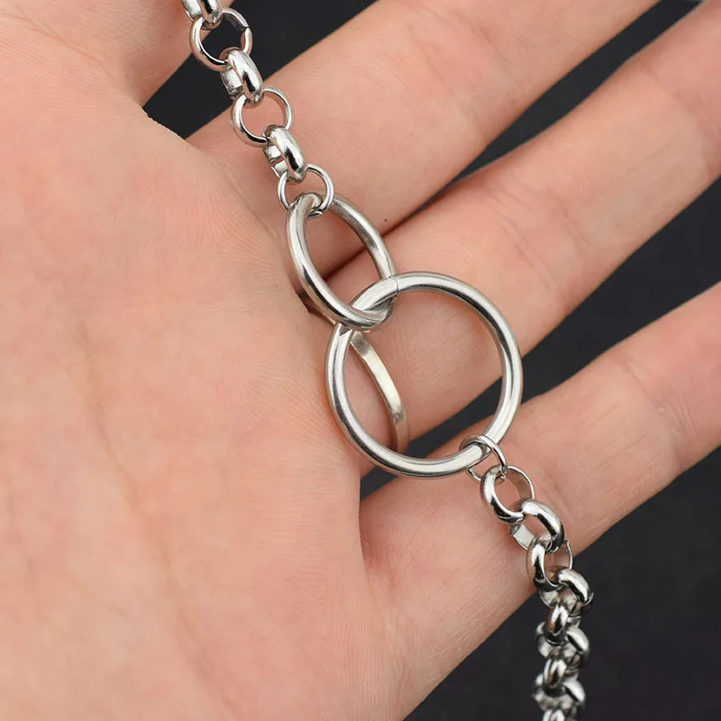 Steel color fashionable men's and women's long necklace men's asymmetrical fashion jewelry Hot Sale