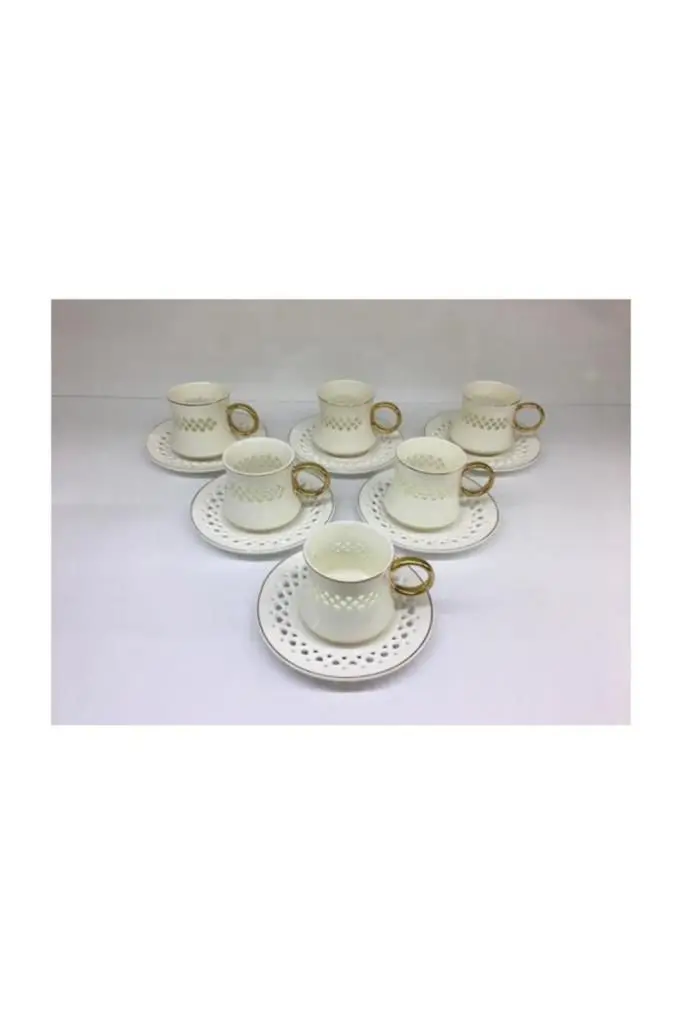 DOLBOVI Acar HXF-009106/12 Porcelain coffee cup Pad 6'lı White mug кружка coffee cup cup