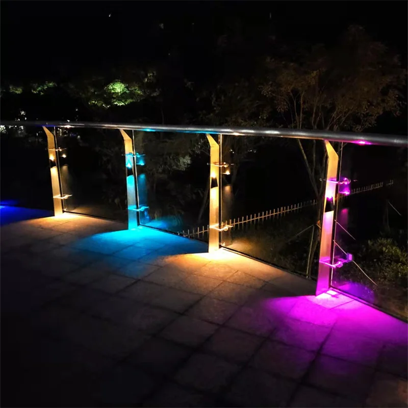 Solar Wall Lights Outdoor Fence Lights LED Waterproof Solar Stair Lights Up and Down 7 Color Changing Exterior Patio Lights