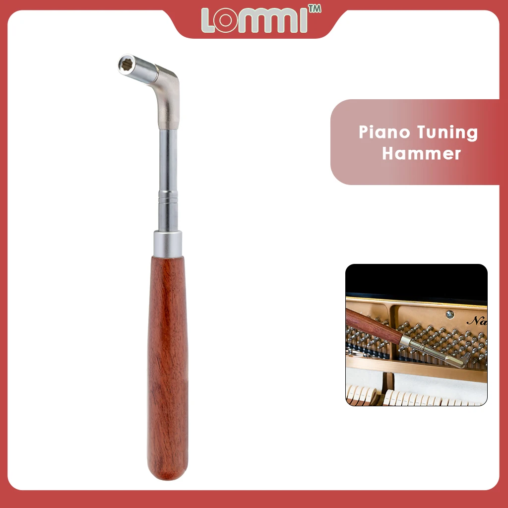 LOMMI Professional Piano Wrench Tuner Spanner Stainless Steel Octagonal Core Hammer Head Rosewood Handle Piano Accessories